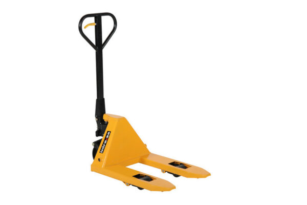 Korte palletwagen HPT-V – 2500 kg, vorken van 650 mm en polyurethaan wielen Korte palletwagen HPT-V – 2500 kg, vorken van 650 mm en polyurethaan wielen