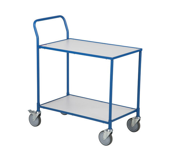 Etagewagen met 2 legborden – 425 × 765 mm, blauw Etagewagen met 2 legborden – 425 × 765 mm, blauw