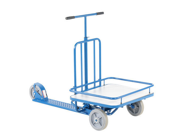 Magazijnstep met laadplatform en opstaande rand – 150 kg, blauw Magazijnstep met laadplatform en opstaande rand – 150 kg, blauw