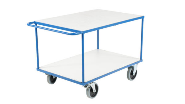 Zware platformwagen met 2 legborden – 1200 × 800 mm, 500 kg Zware platformwagen met 2 legborden – 1200 × 800 mm, 500 kg